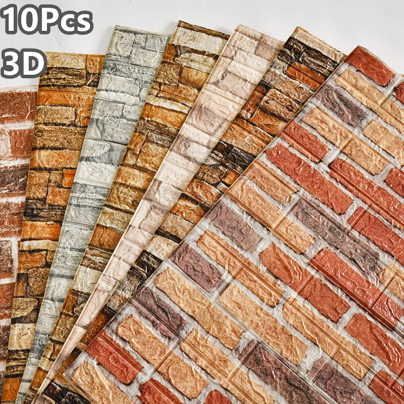 

10Pcs Self-adhesive 3D Pattern Panel Wallpaper Waterproof Foam Brick Wall Sticker Marble Modern Bonding DIY Tiles Bathroom Decor