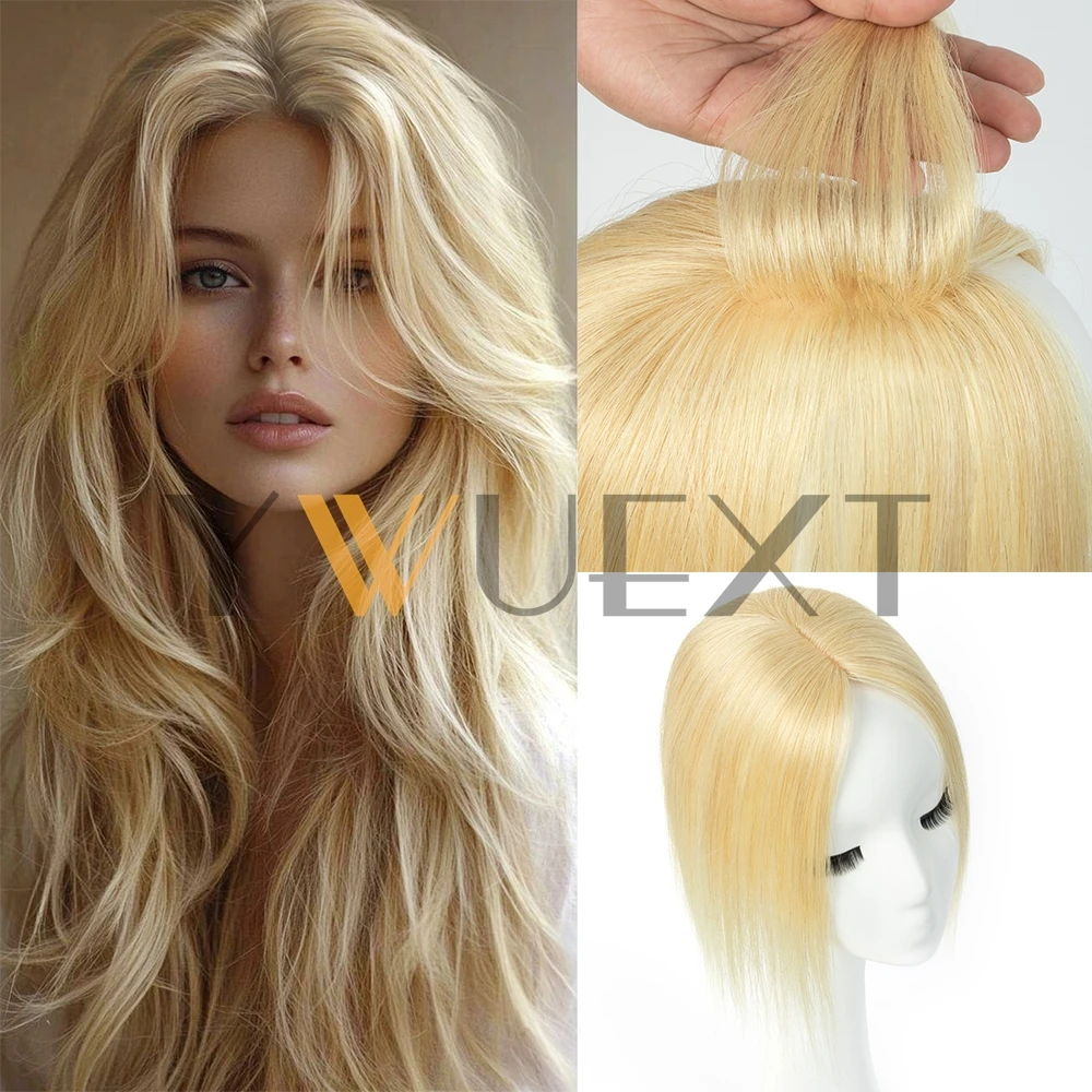 

7x11 см светлый топпер из человеческих волос 12 "-14" на основе шелковой кожи, топпер, парик, натуральный зажим для кожи головы, шиньон без челки