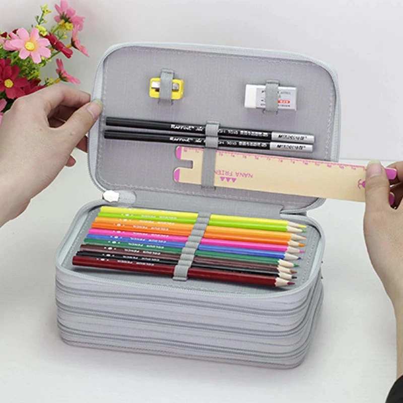 Estuche de lápices de almacenamiento grande, caja de bolígrafos de colores, bolsa Kawaii, estudiantes, escuela, oficina, lindas bolsas de