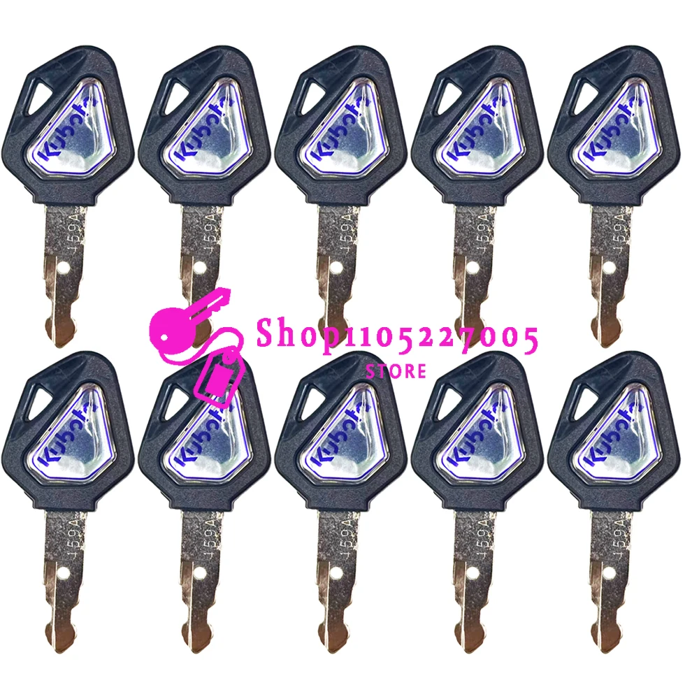 20/10/5/1PCS Excavator Parts Start Keys Ignition Starting Key Side Door Key for KUBOTA with Blue Logo U15 20 30 155 163 165 175