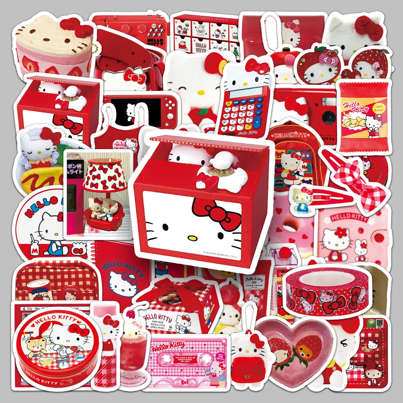 

50PCS Ins Style Hello Kitty Graffiti Stickers Decorative DIY Scrapbook Diary Luggage Laptop Car Cute Graffiti Sticker Toys Gifts