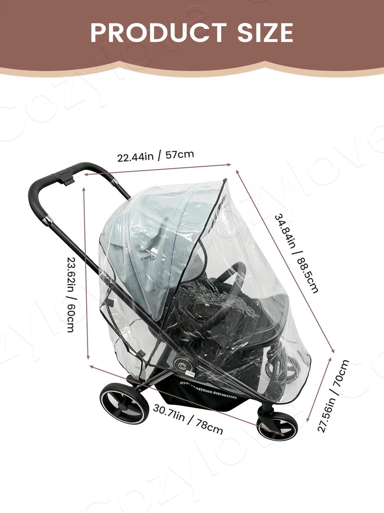Universal Stroller Rain Cover | Waterproof Windproof Clear Weather Shield with Ventilation,Outdoor Use, Easy Install