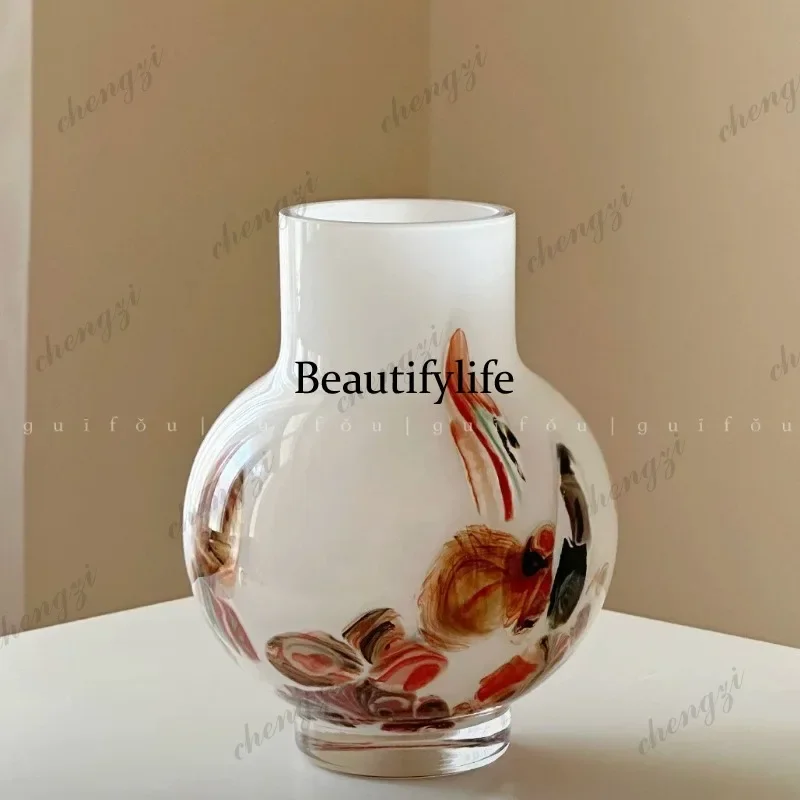 L181 Song Dynasty aesthetic desktop mini glazed small vase glass design sense antique bedroom ornament