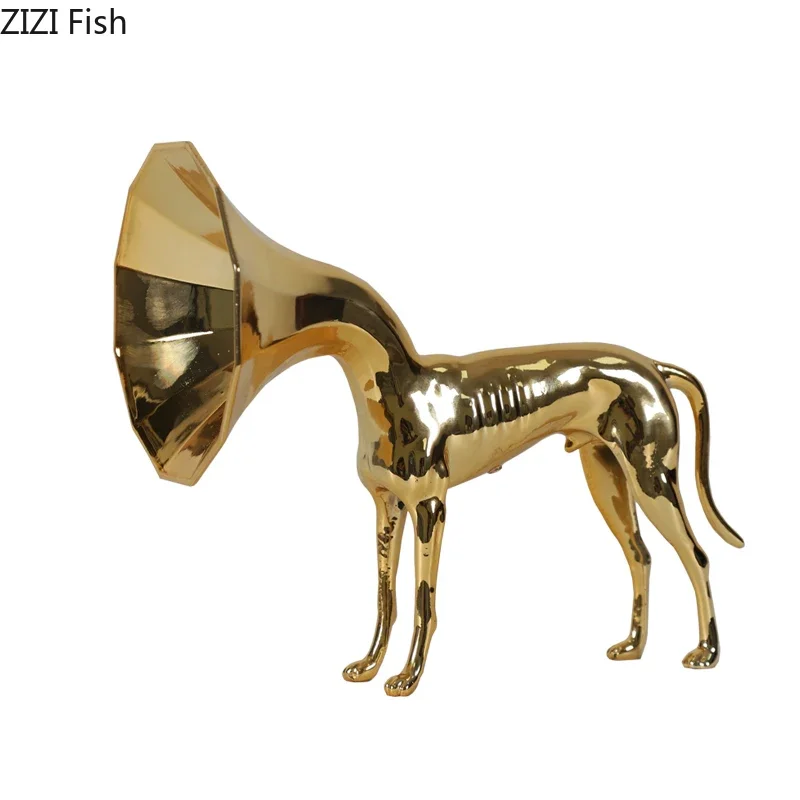 

Golden Trumpet Dog Metal Statue Modern Crafts Desk Decoration Ornaments Creative Dog Sculpture Artwork Room Aesthetics Decor