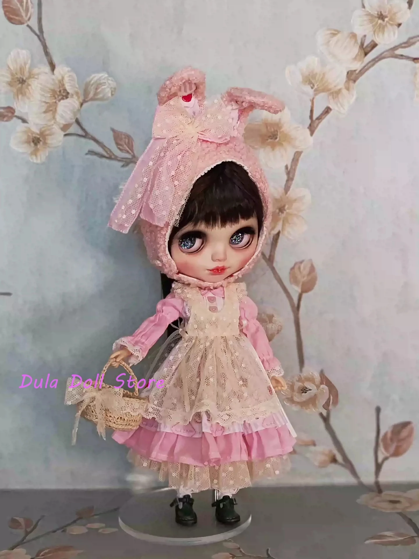 두라 인형 옷 드레스 핑크 토끼 피크닉 세트 블라이스 ob24 ob22 아존 리카 ICY 제리B 1/6 BJD 인형 액세서리