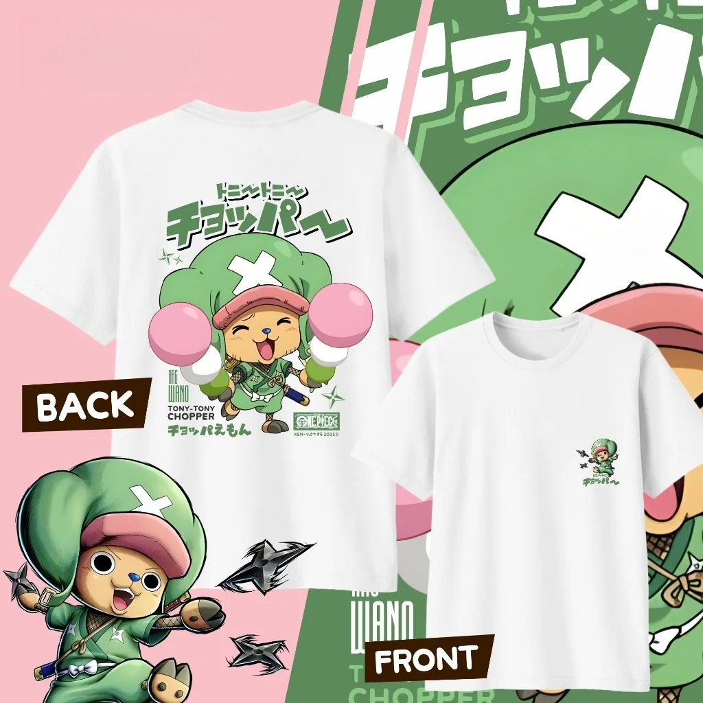 One Piece Tony Chopper Ninja Style Anime T-Shirt for Men Women and Kids, Cute Shinobi Chopper Double-Sided Print Casual Top