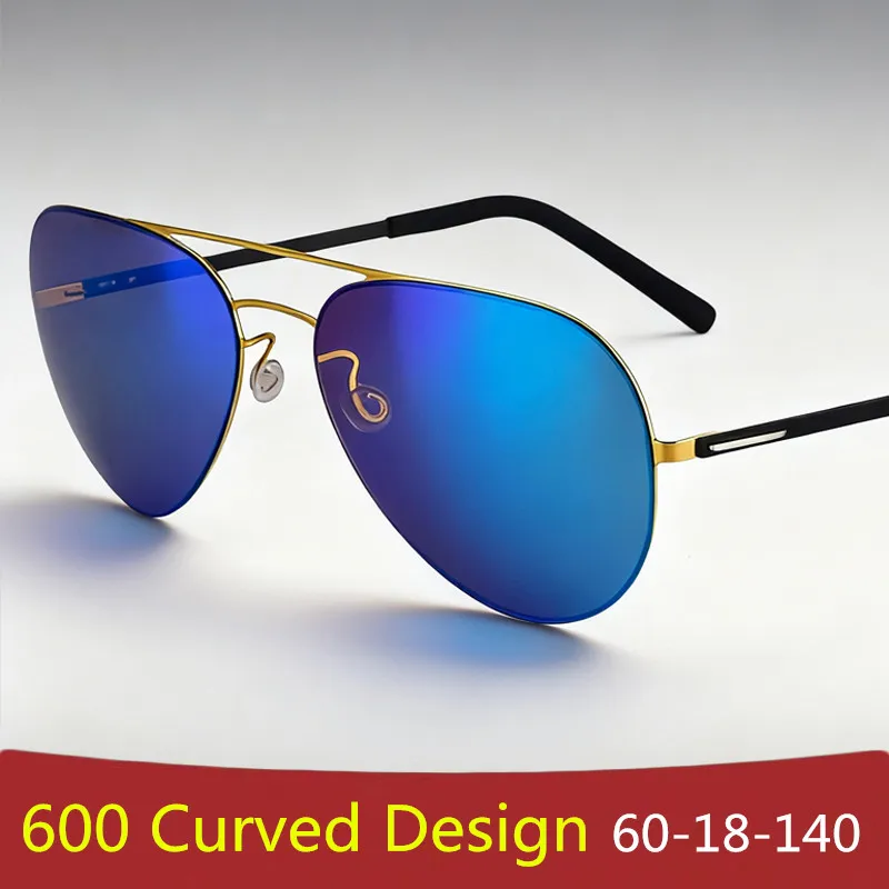 

Big Wrap Eyeglasses Pure Titanium Oval Round Pilot Sunglasses Men Women Polarized Sun Glasses Outdoor Goggle Double-beam Eyewear