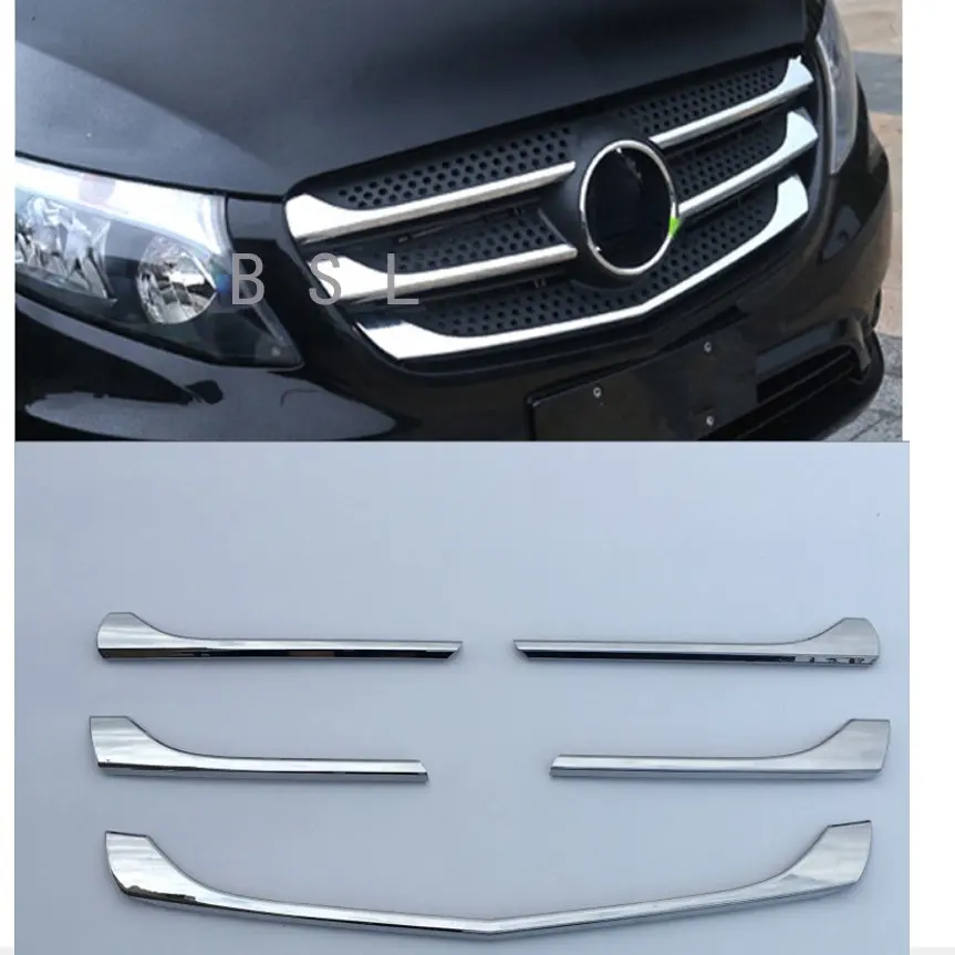 

For Mercedes Benz Vito W447 2017 2018 2019 Cover ABS Chrome Racing Engine Trim Front Up Grid Grill Grille Hoods Part