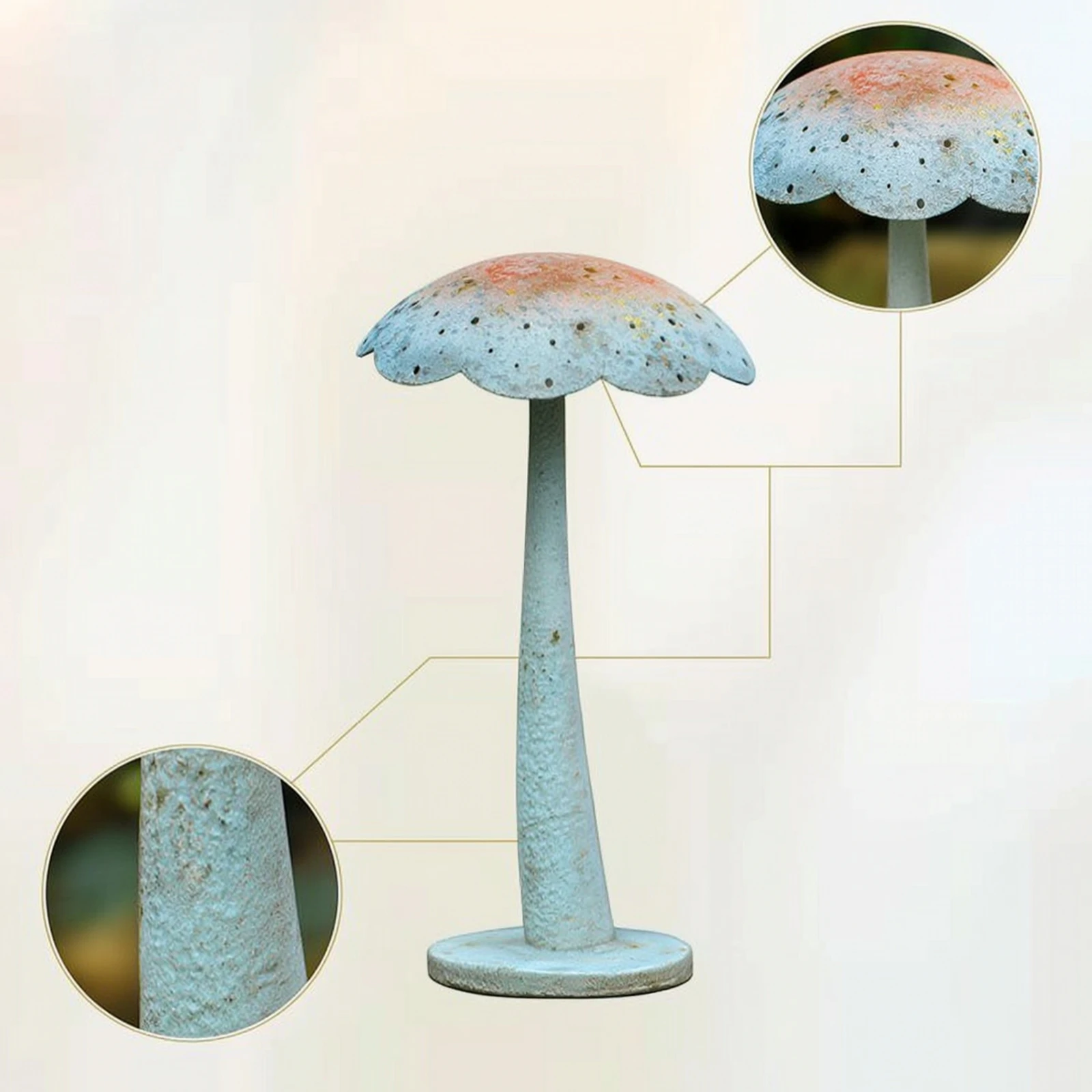 Metal Fungi Sculpture Weatherproof Fungi Garden Ornament Tall Decorative for Gardeners, Flowerbed, Lawn