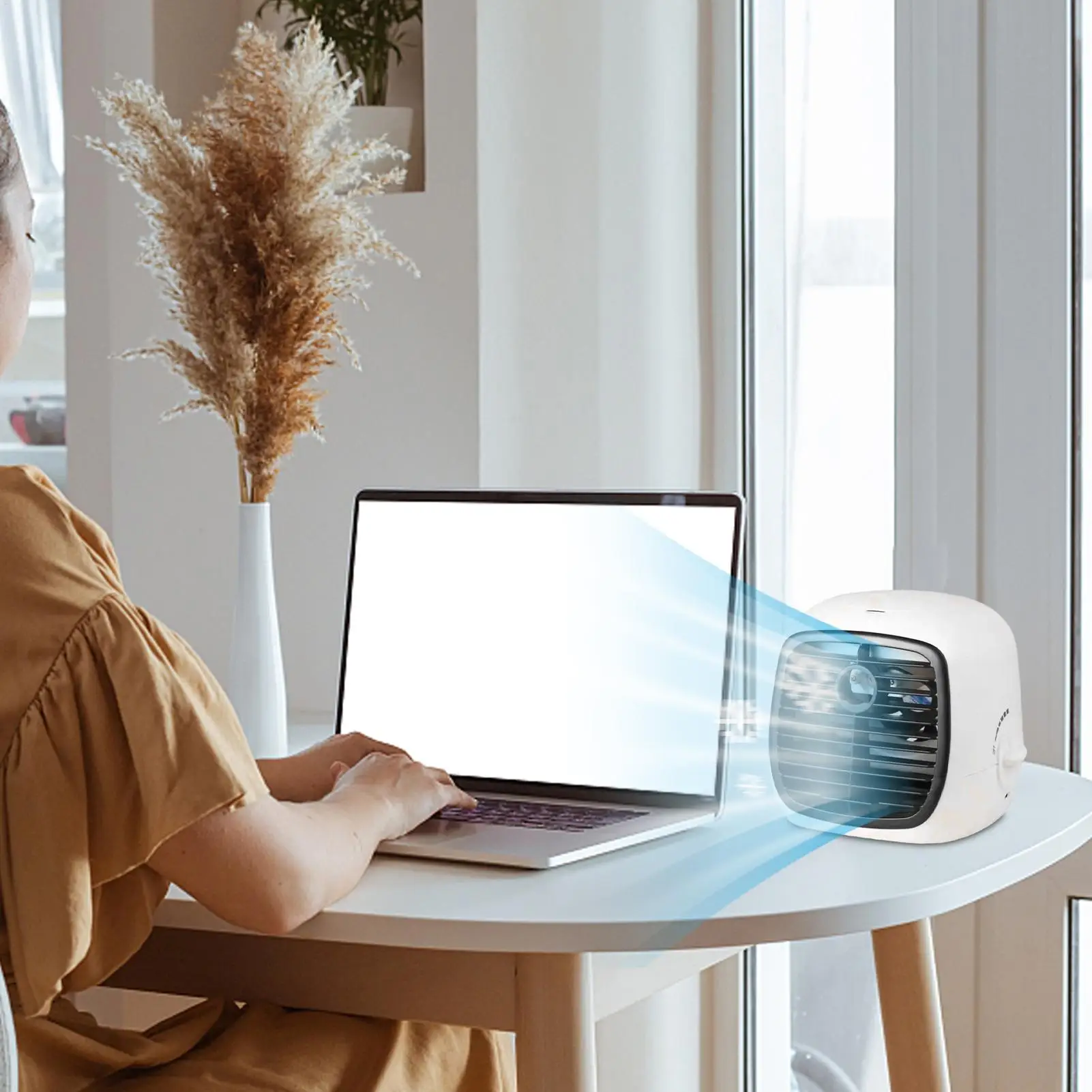 

Портативный настольный испарительный увлажнитель переменного тока, многофункциональное USB-тихое охлаждающее устройство для палатки, стола, школы, сада, пляжа, спортзала на открытом воздухе