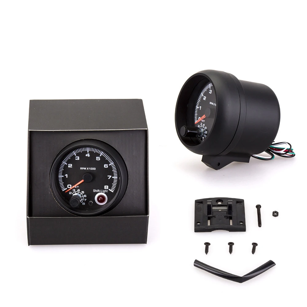 

12V Black Surface Car Modified Tachometer Car Universal Blue Tachometer Modified Car Instrument