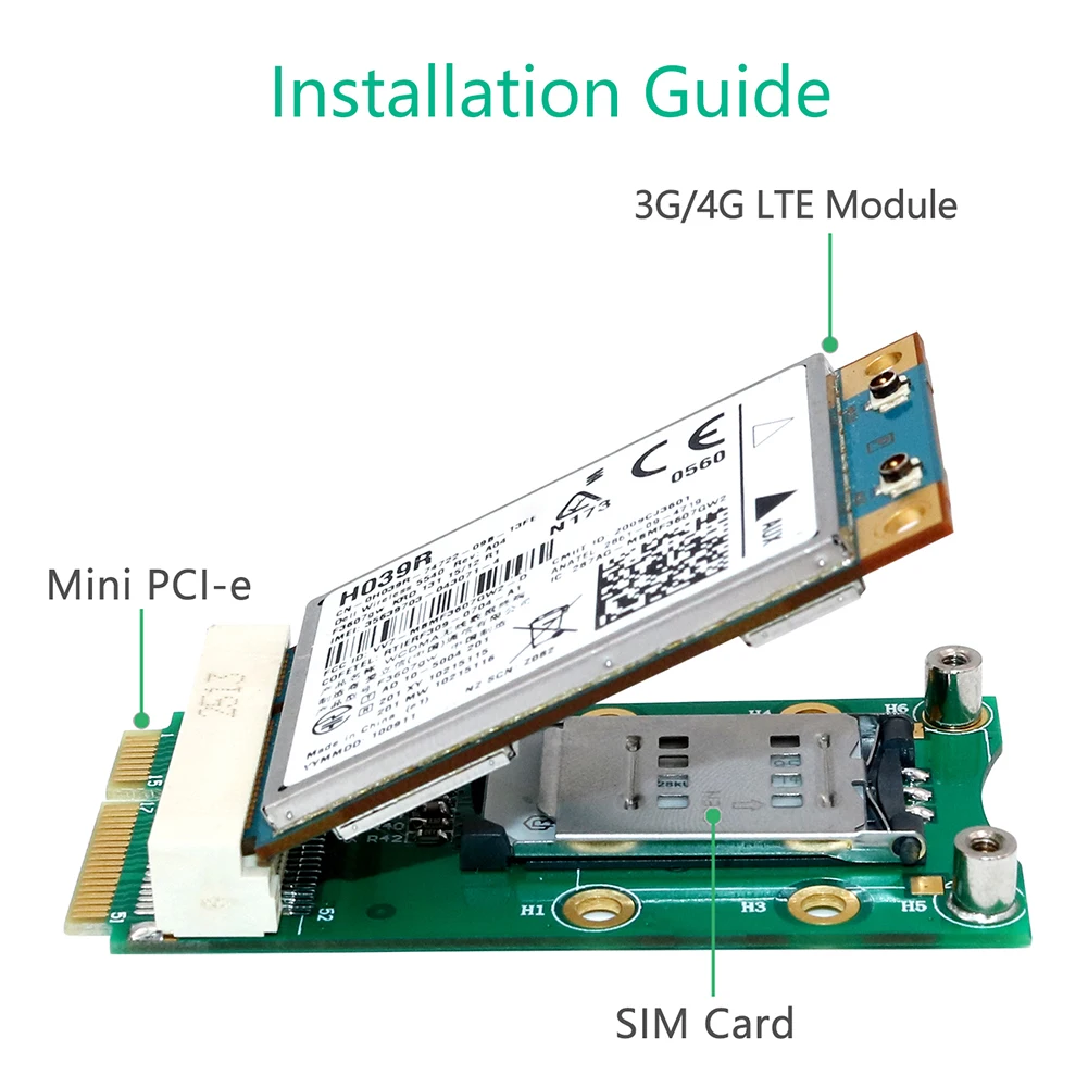 Mini PCI-E Adapter for 3G/4G WWAN LTE HSPA MODEM GPS Card with SIM Card Slot