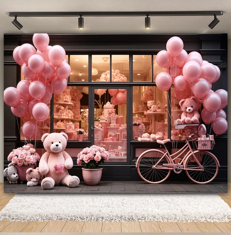 Valentine's Day Couple Photography Backdrop Love Heart Balloon Love Bear Party Artistic Portrait Background Photo Studio Shoots