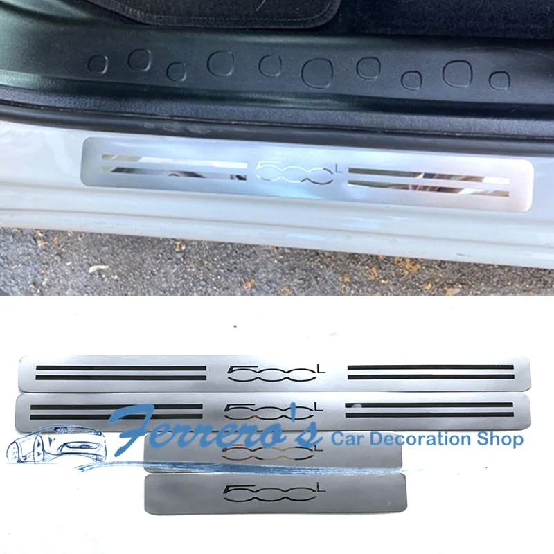 For 2014-2017 FIAT 500L 351 352 Four Doors 4pcs/lot Stainless Steel Scuff Plate Door Sill Cover Decorative Cover