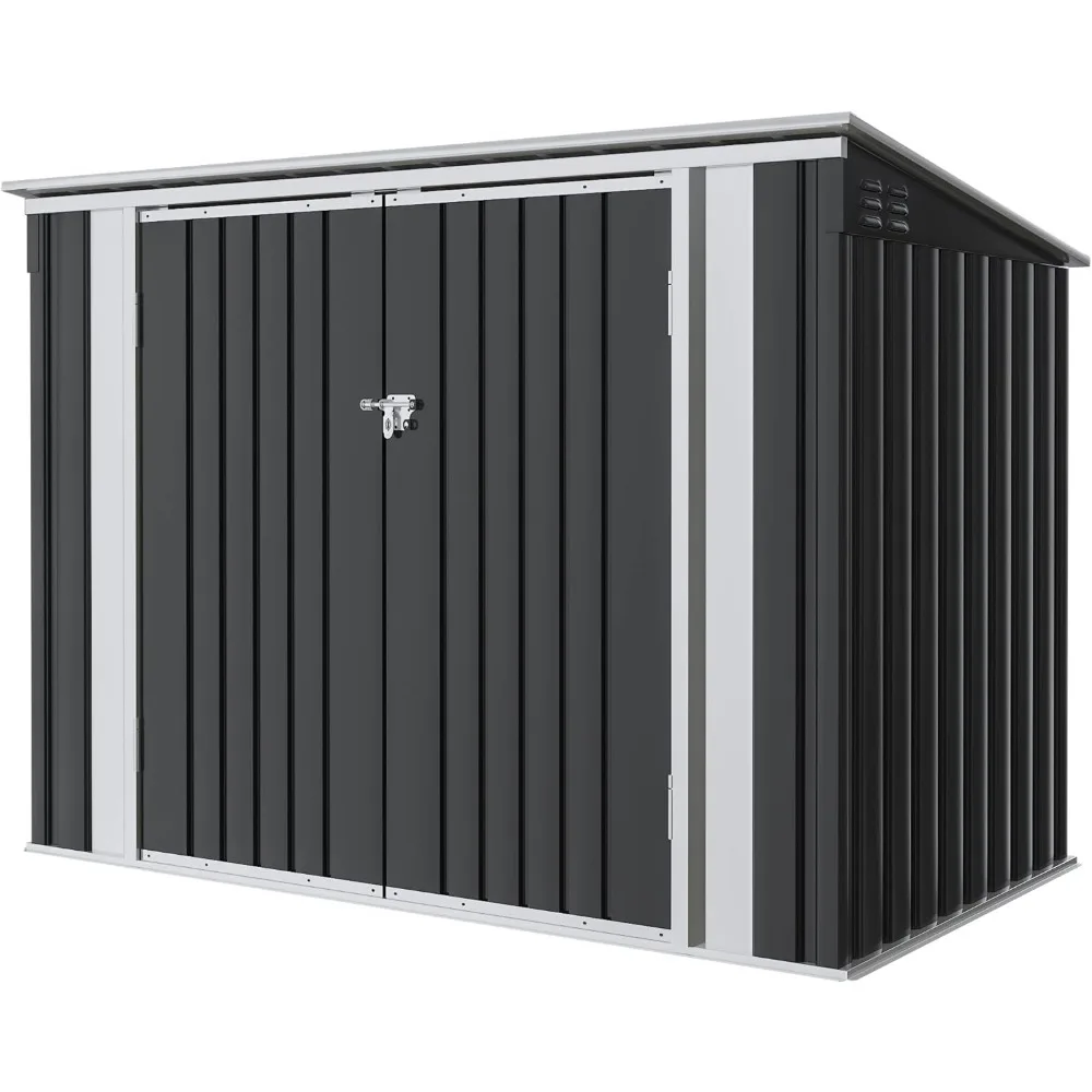 5.8x3.3 FT Outdoor Storage Shed Metal Garbage Shed with Lid Chain Hydraulic Gas Rod for Lawn Tools, Bikes, Toys,Garbage