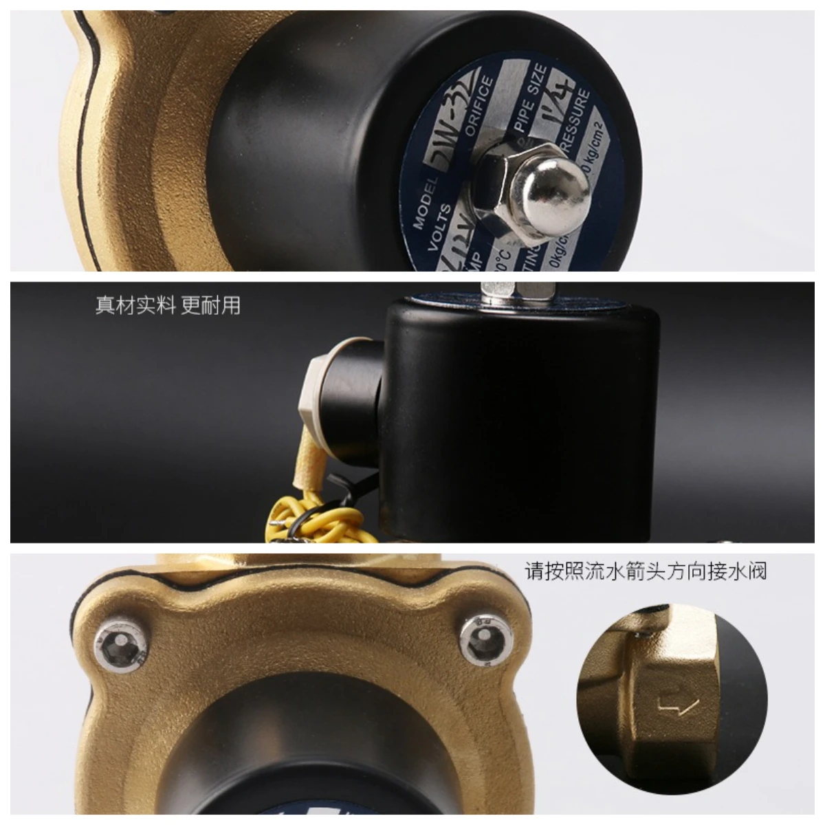 Copper Solenoid Valve Direct-acting 2W Series Solenoid  Diaphragm Type Normally Closed Solenoid Water Valve Oil Air