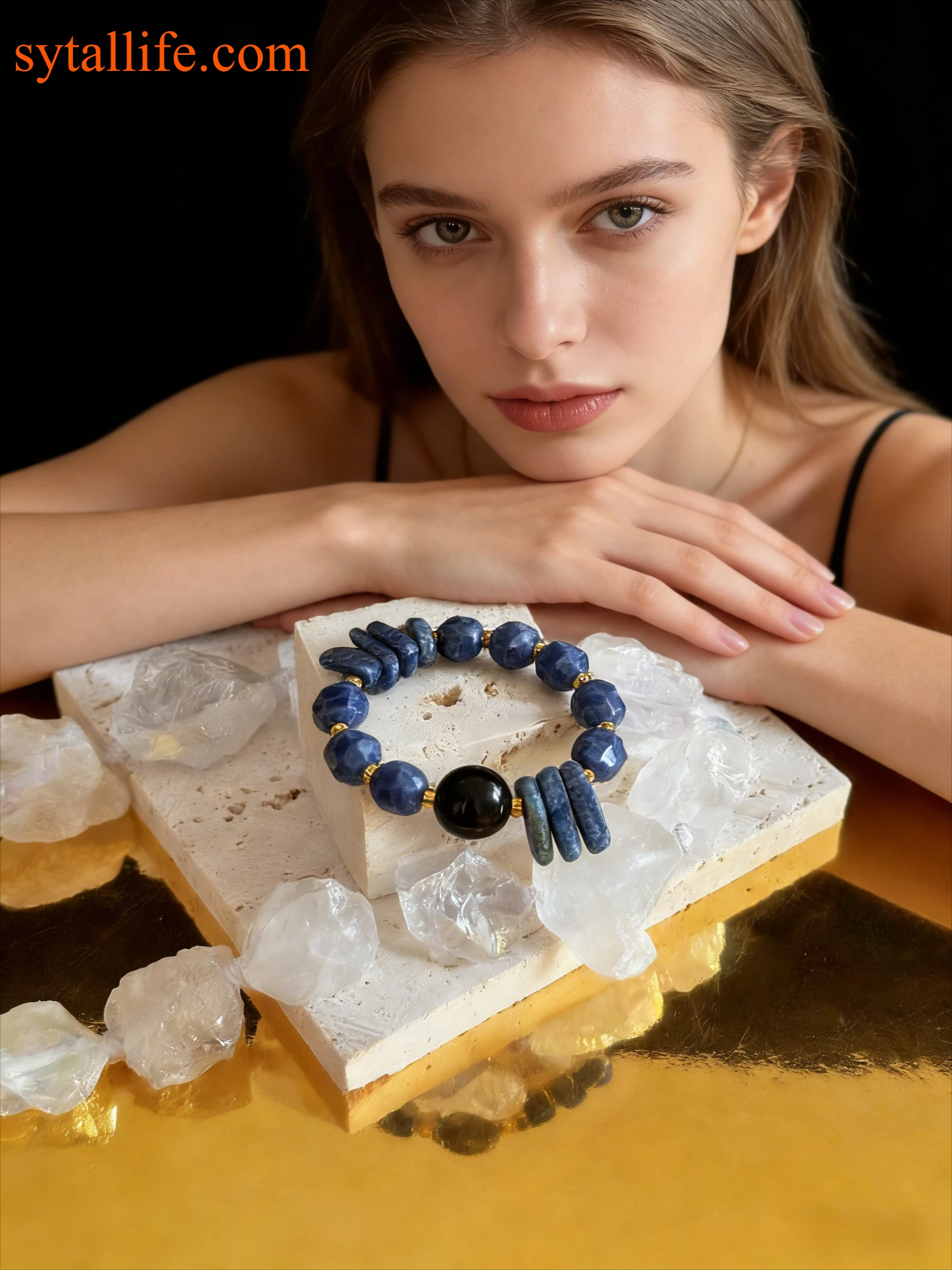 

Браслет Boho Luxe из агата и кристаллов: необработанный камень + граненые бусины с золотыми акцентами | Штабелируемые ювелирные изделия с целебной энергией