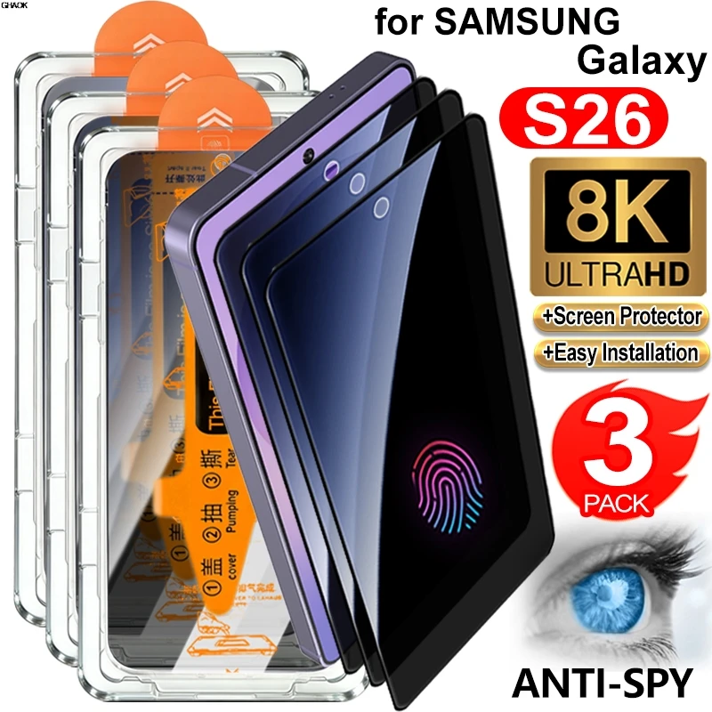

Anti-Spy Screen Protector Tempered Glass for Samsung Galaxy S26 Plus Ultra Auto-Alignment Privacy Protective Cover Protection