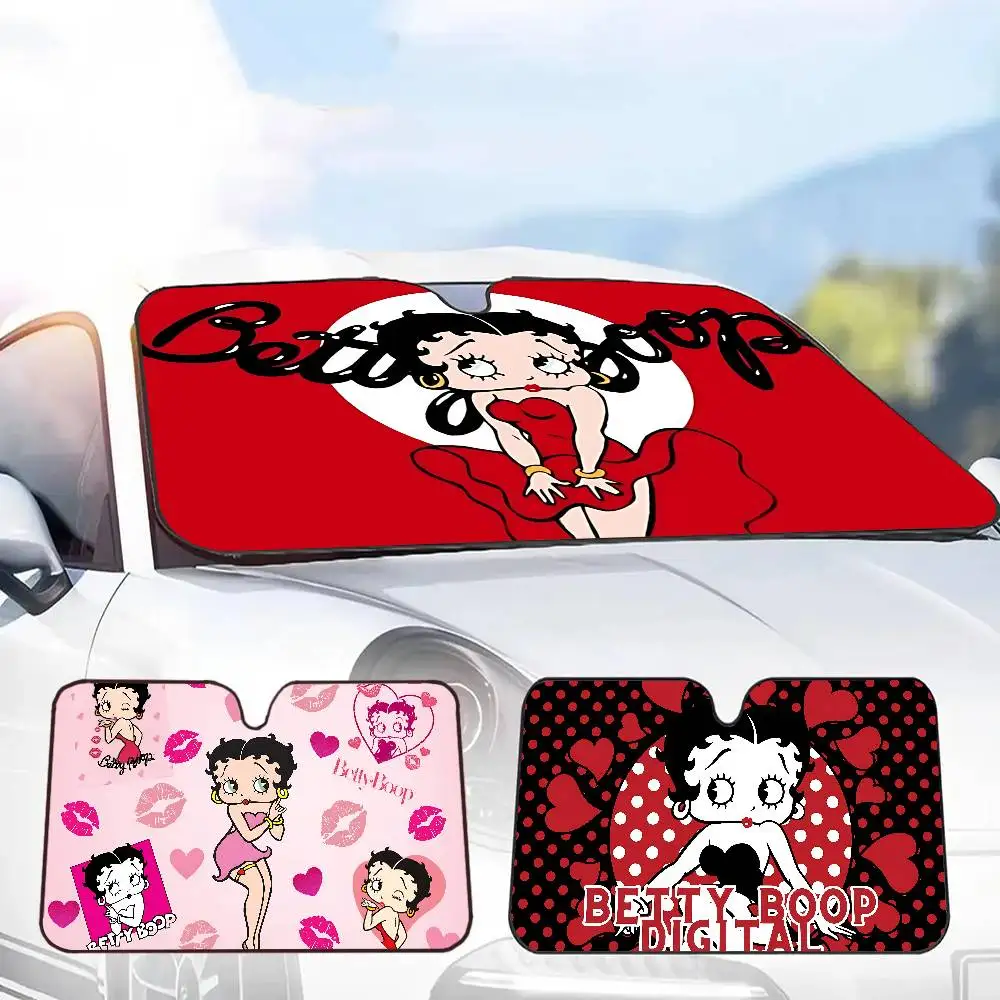 Classic Character Anime B-Bettys B-Boops Windshield Sunshade Anime Cute Car Front Windshield 70x130cm Sun Visor Heat Reflector