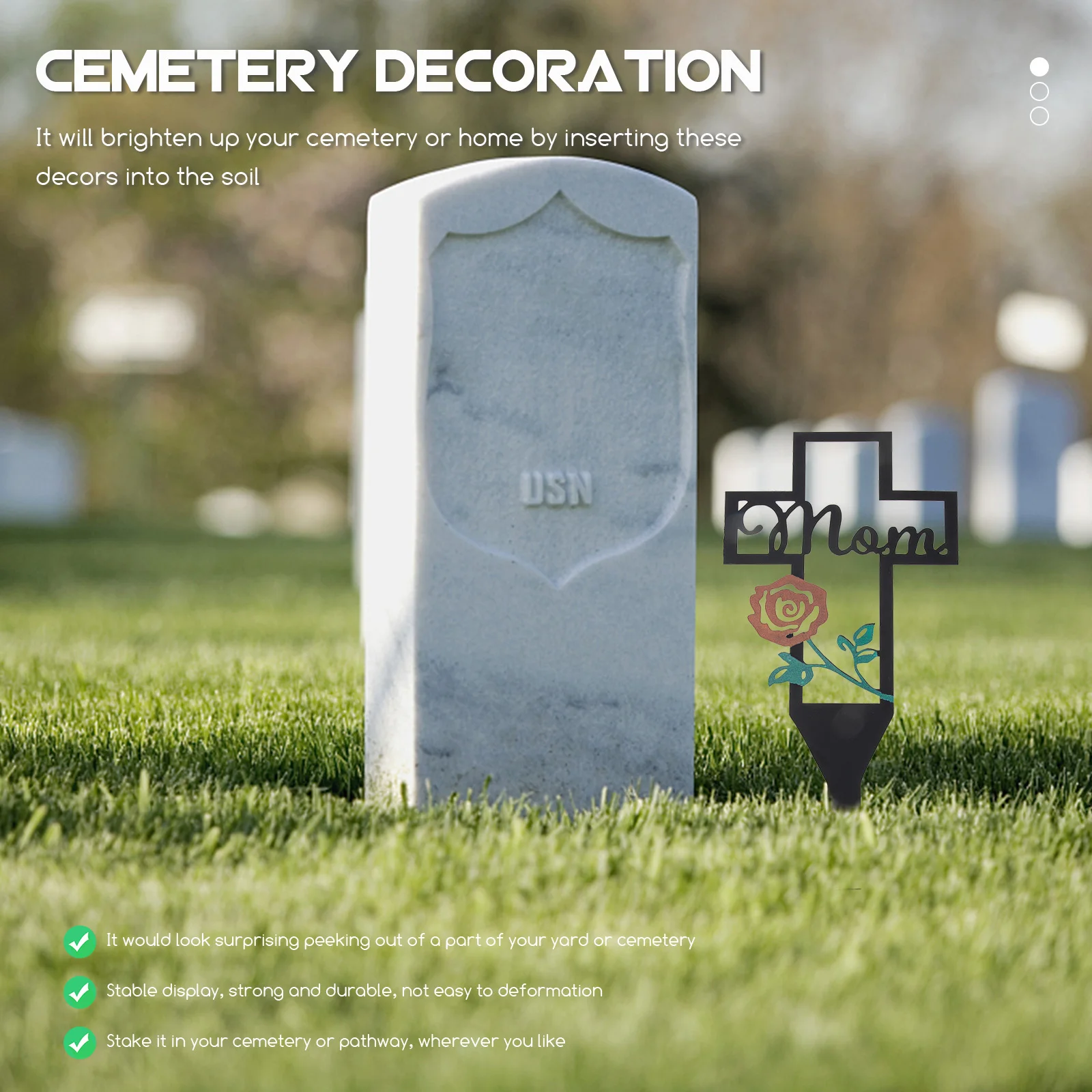 

Iron Cemetery Decorations Grave Insert Black Memorial naments Yard Stake Lawn nament Courtyard Plug Stable Display Strong