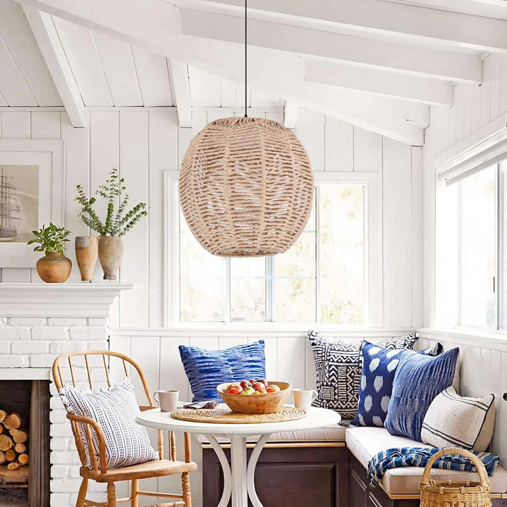 

RABIT AS59~ Home Lighting Rattan Lamp Cover Handmade Woven Chandelier Retro Lampshade Homestay Lampshade Decorative Chandelier