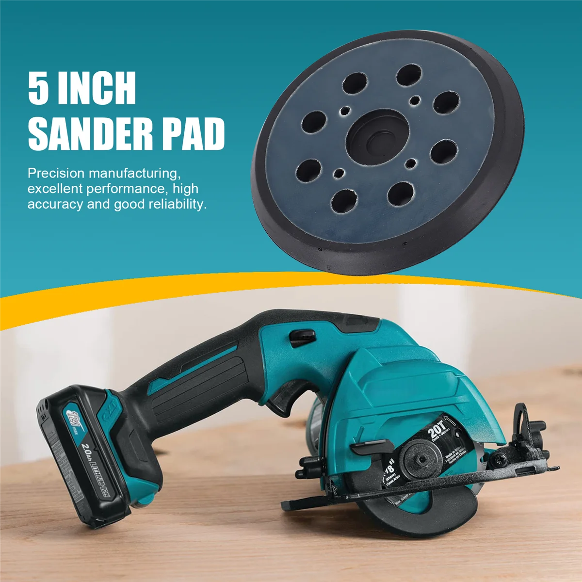 

AA91 5 inch 8 Holes 125mm Hook Loop Sanding Backing Pad for Makita Orbital Sander Disk Discs Porter Cable Backup Stick on Pad