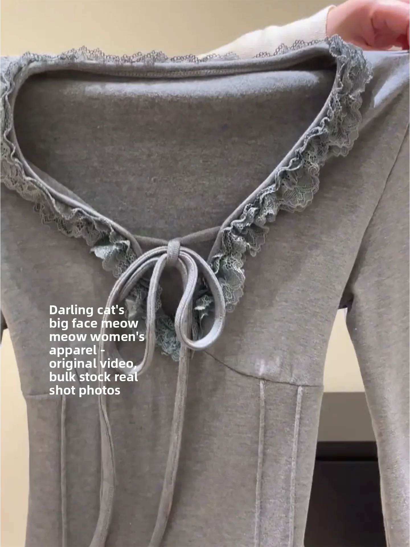 スイートガール スレ レース スプライス ノット ロング スリーブ Tシャツ レディース 秋冬 インナー スリムフィット ベースシャツ トップス 韓国風 スレ