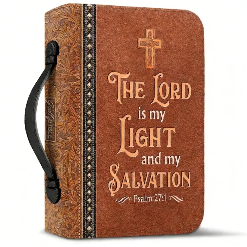 Couverture personnalisée de verset biblique « Le Seigneur est mon éclat et ma salut », croix, boîte de rangement personnalisée pour livre d'étude pour femmes, cadeau