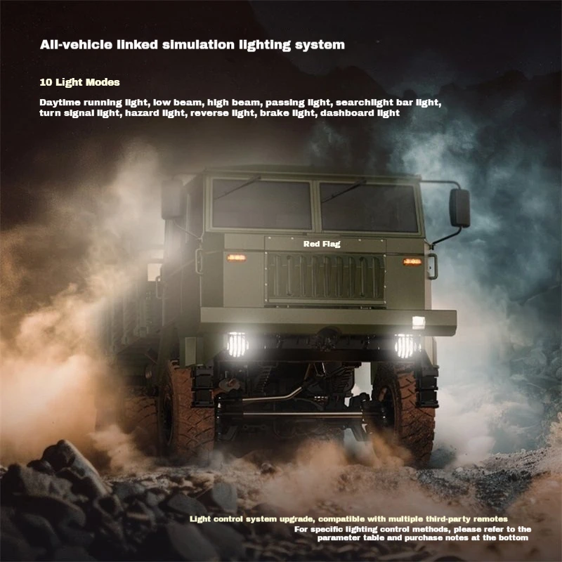 RLAARLO Hongyan CQ261 1/10 Scale 6x6 RC Military Truck Simulation Electric Remote Control Crawler Off-Road Climbing Model Car