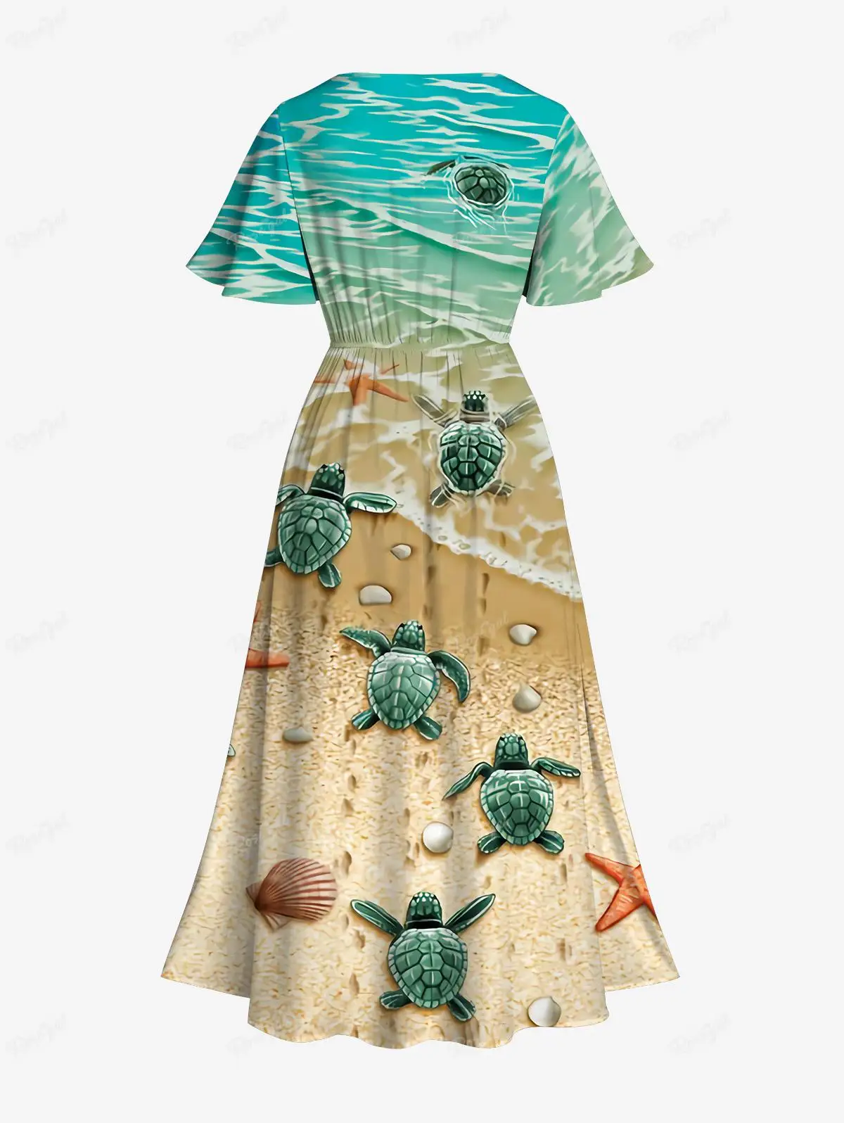 Split Dress Plus Size 3D Print Spring Summer Daily Casual Dress women clothing vestidos de talla grande Sea Creatures Print