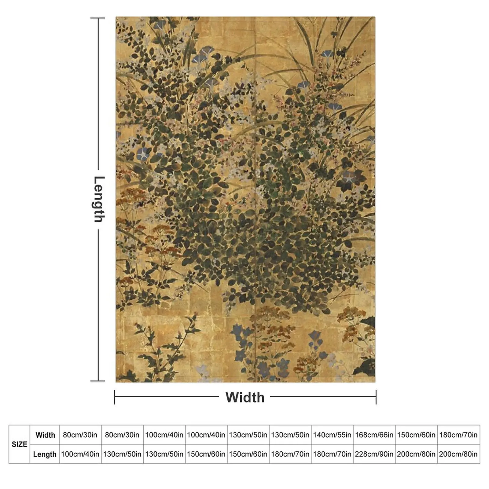 Vintage Japanese Floral Gold Leaf Screen With Morning Glory Throw Blanket heavy to sleep Loose Sofas Cute Blankets