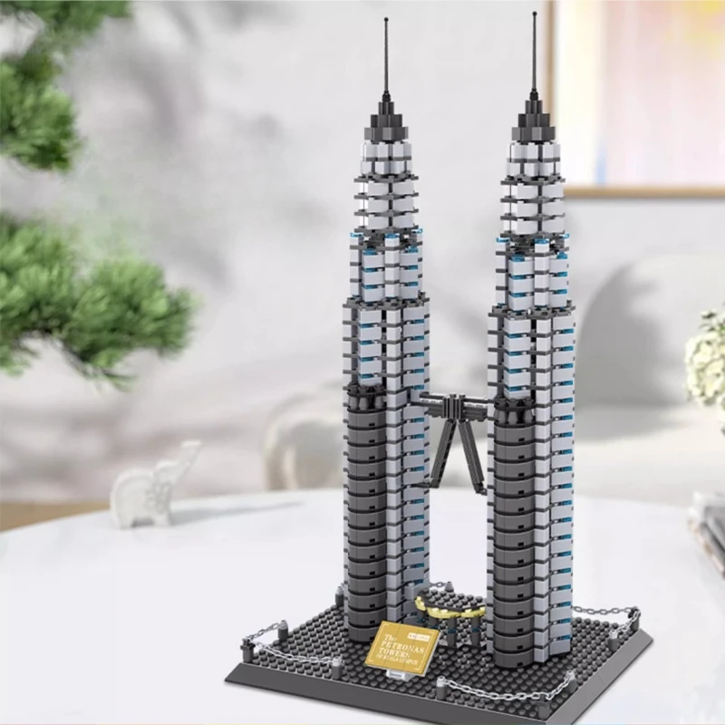

SEMBO Kuala Lumpur Petronas Twin Towers Building Blocks Children's Educational Hand-assembled Building Model Ornaments Toys