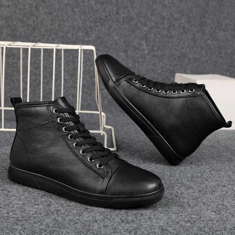 Herren-Schneestiefel aus echtem Leder, warme Winterstiefel für Outdoor-Aktivitäten wie Autofahren und Wandern_voghion.com