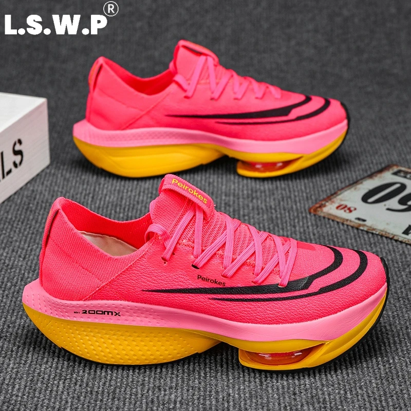 Men Marathon Running Shoes Air Cushion Carbon Plate Arch Support Lightweight Breathable Road Racing Sneakers Energy Return Athle