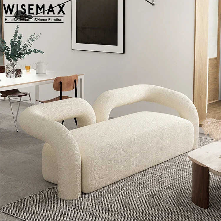 Nordic Hotel Lobby Living Room Furniture Apartment Sofa White Lamb Wool Floor Leisure Sofa Chairs Set