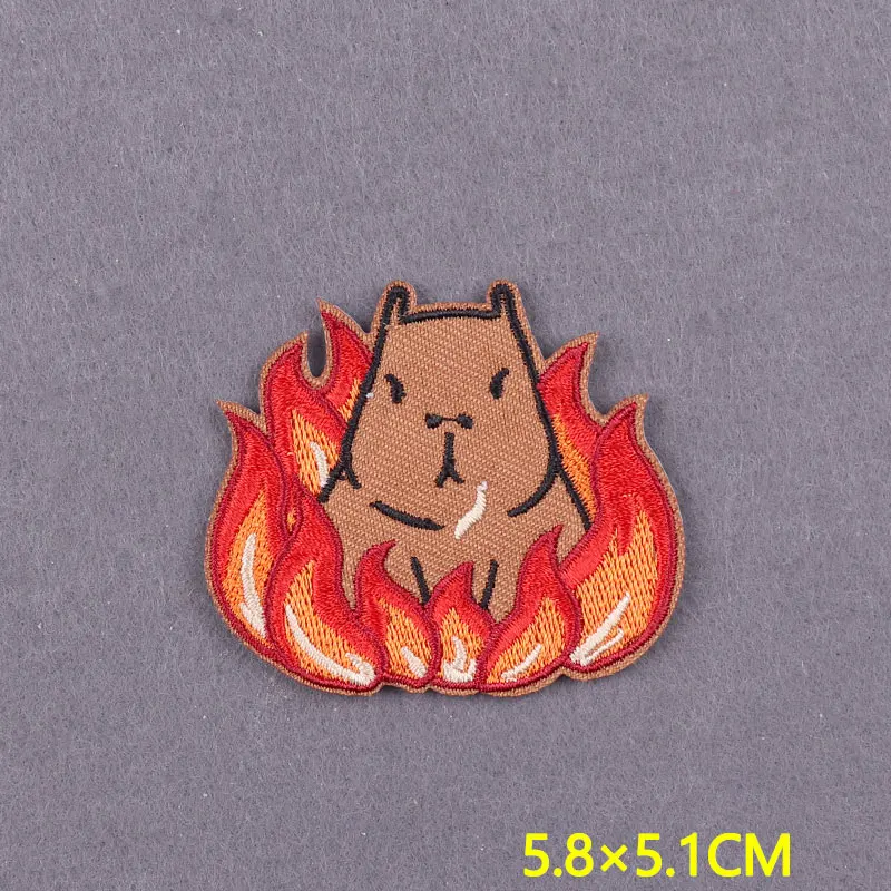 Embroidery Patch Cute Animal Capybara Iron on Patches For Clothing DIY Cartoon Badge Clothing Thermoadhesive Patches On Backpack