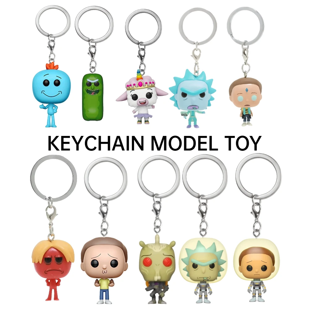 Caliente nuevo Noob Noob TINKLES MR. Llaveros POOPY figura de vinilo Krombopulos Pickle Rick llavero de bolsillo juguete Kawaii decoración de mochila