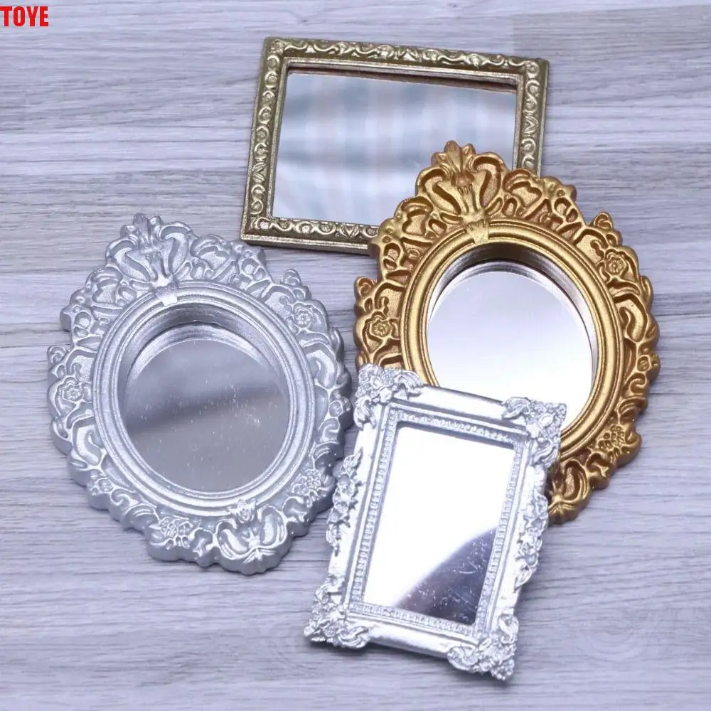 

Ролевые игры 1:6/1:12 Кукольный дом Мебель Резьба Ретро Миниатюрная игрушка Зеркало Металлическая рамка Образовательная модель зеркала кукольного домика
