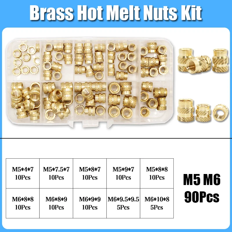 Einsatzmutter-Set M2 M2,5 M3 M4 M5 M6 Messing Heat Set Einsatzmutter Hot Melt Rändelgewindeeinsätze für 3D-Druck-Einbettungs-Kupfermutter – Detail 18