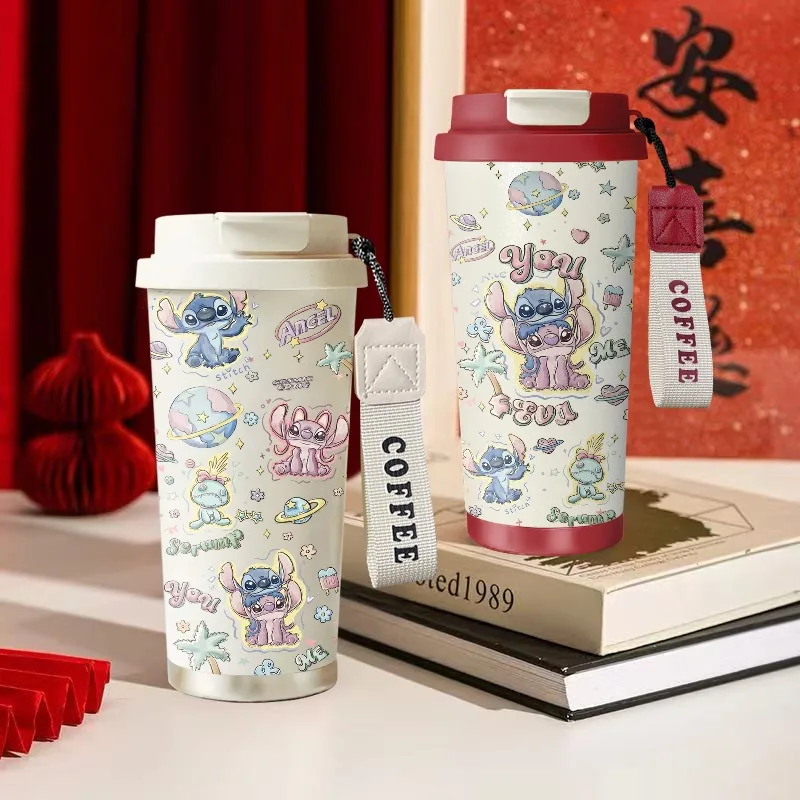 

Angel Cartoon Couple 316 Double Drink Insulated Cup Cute Portable Lanyard Straw Coffee Stainless Steel Cup