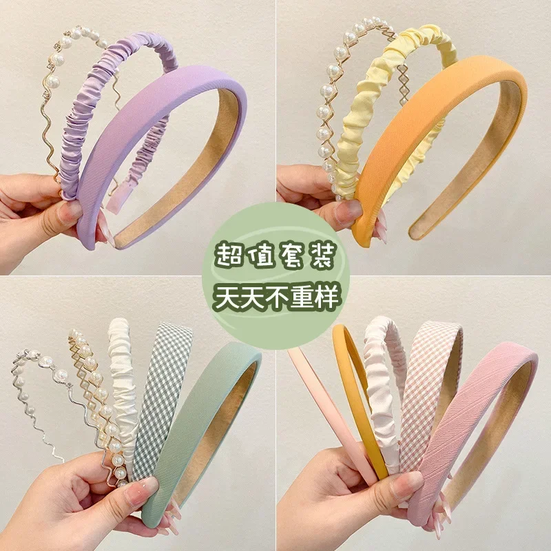 3/5/6/7pcs Sweet Hairbands for Women Girls Multicolor Pearl Floral Hair Hoops Headbands Headdress Korean Hair Accessories Sets