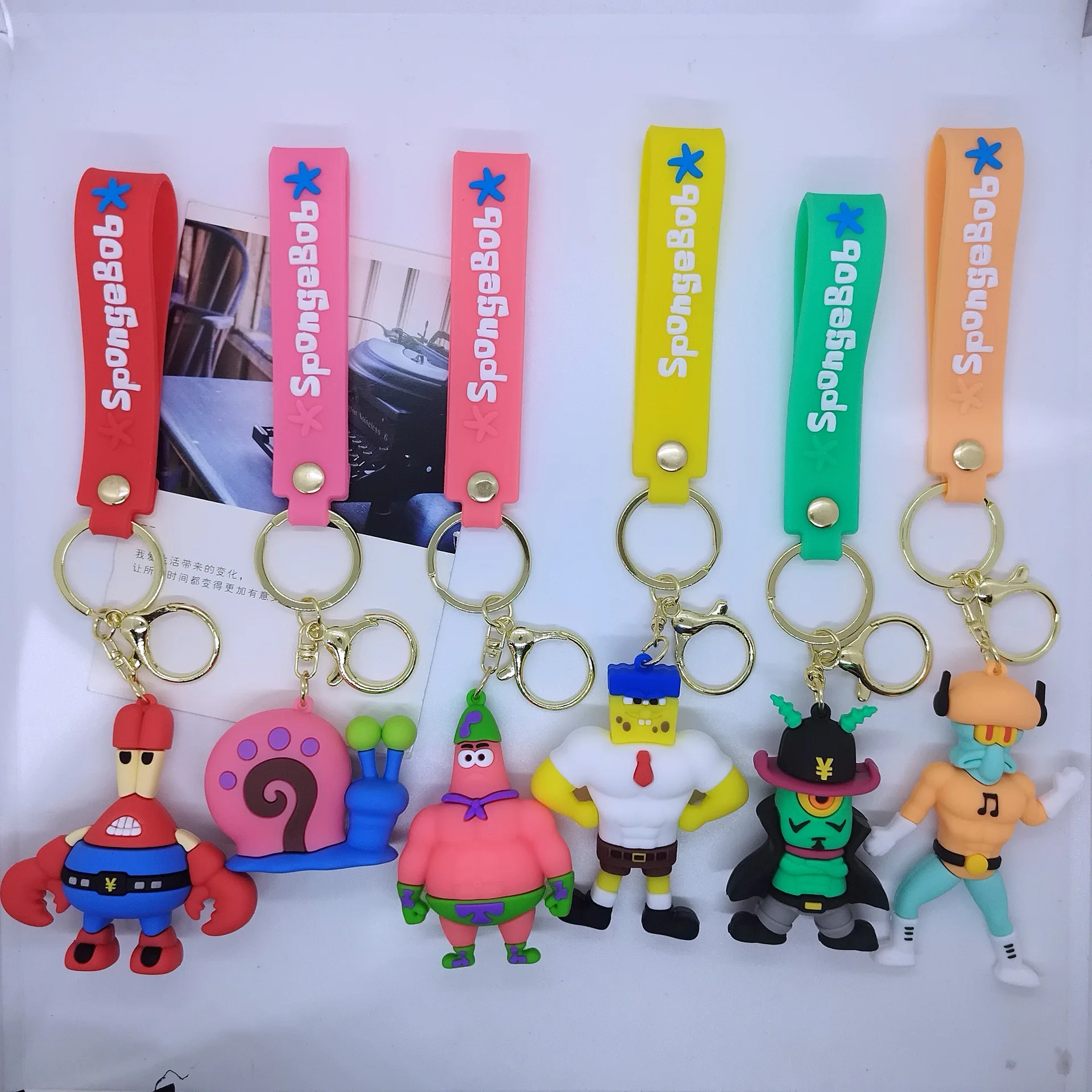 

New Creative Cartoon Power SpongeBob SquarePants Keychain Bag Car Keychain Accessories Wholesale Cute Personalized Gifts Y2k Toy
