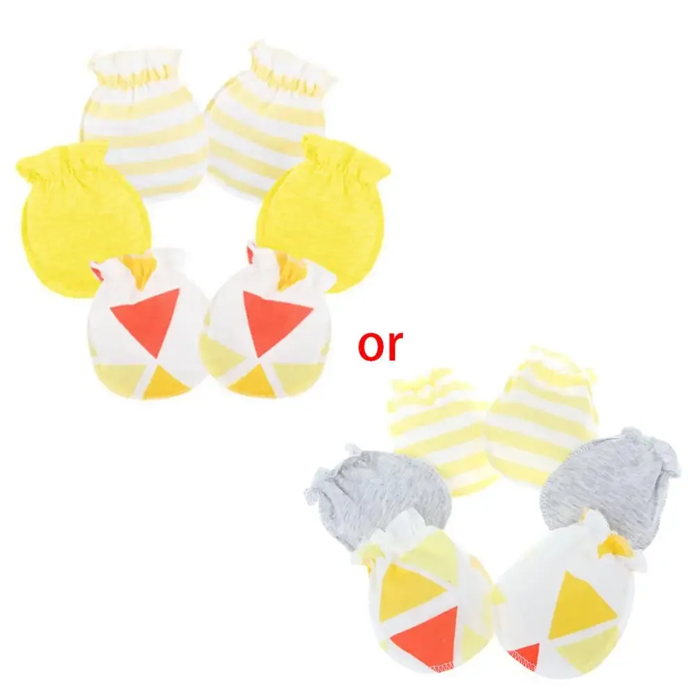 Baby Anti-Scratching Gloves, Newborn Cotton Mittens, Face Protection, 3 Pairs