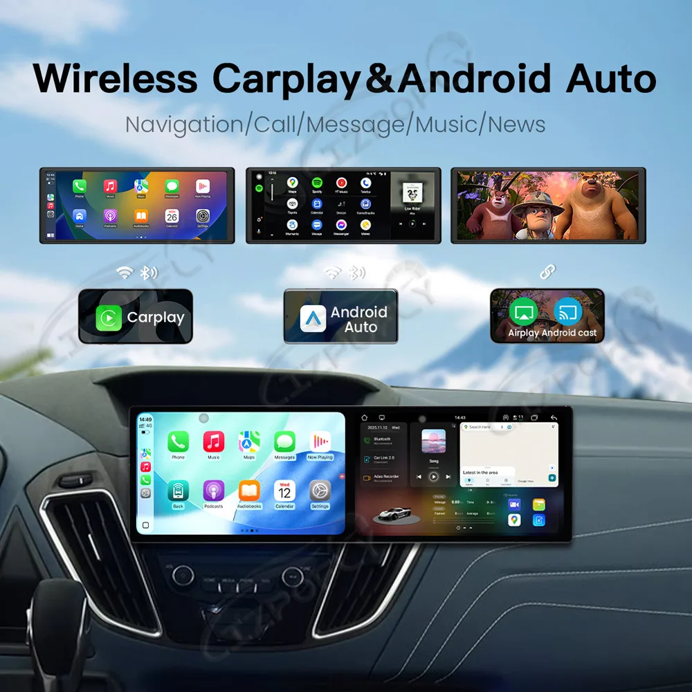 Dual 10.1'' Android 15 CarPlay Car Radio For Ford Tourneo Custom 2016-2022 Touch Screen Multimedia Player GPS Navigation 4G WIFI
