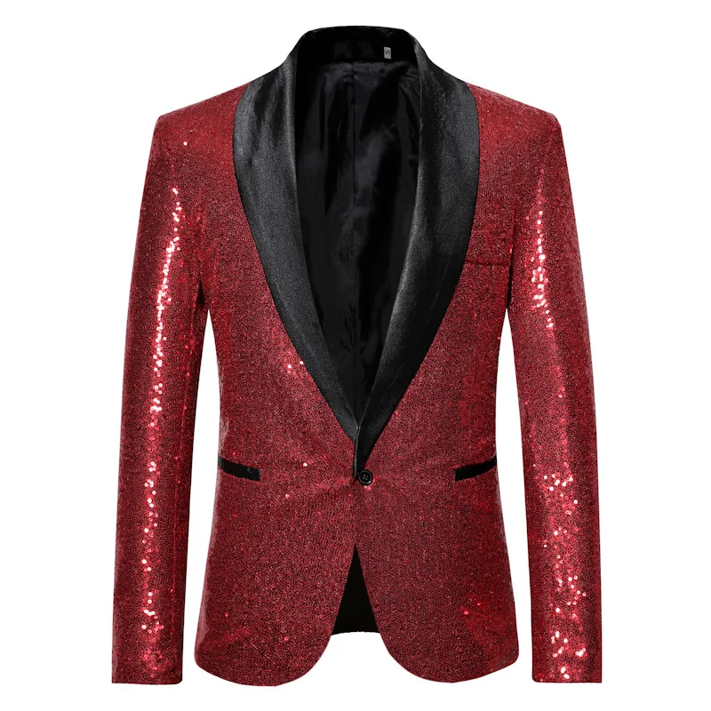 Shiny Gold Sequin Blazer Suits Mens Luxury Punk Nightclub DJ Party Dress Stage Clothes for Singers Men Suit Jacket Costume Homme