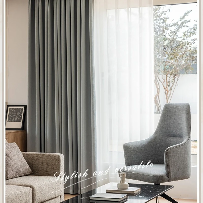 

2023 New Japanese Light Luxury Curtains for Living Room Cream French Cotton Linen Inset Style Bedroom Shading Window Curtains