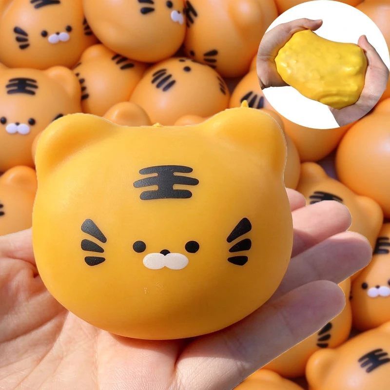 Crunchy Tiger Pig Squishy Animal Squeeze Ball Filled Blocks ASMR Fidget for Finger Stress Relief Hand Relax Gift Toy for Adults