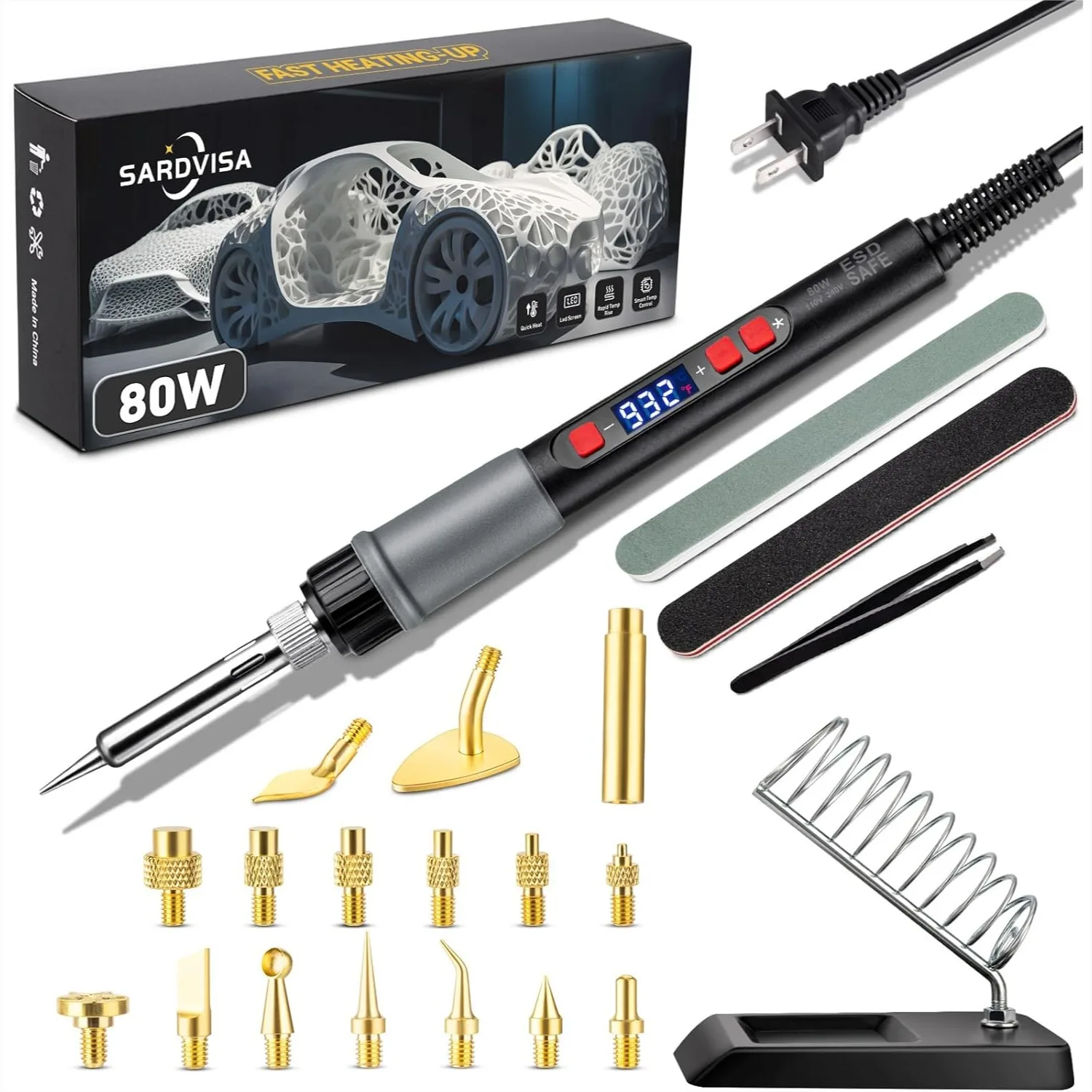 

21-In-1 3D Printer Smoothing Tool Kit With 80W LCD Soldering Iron And Brass Heatset Nuts