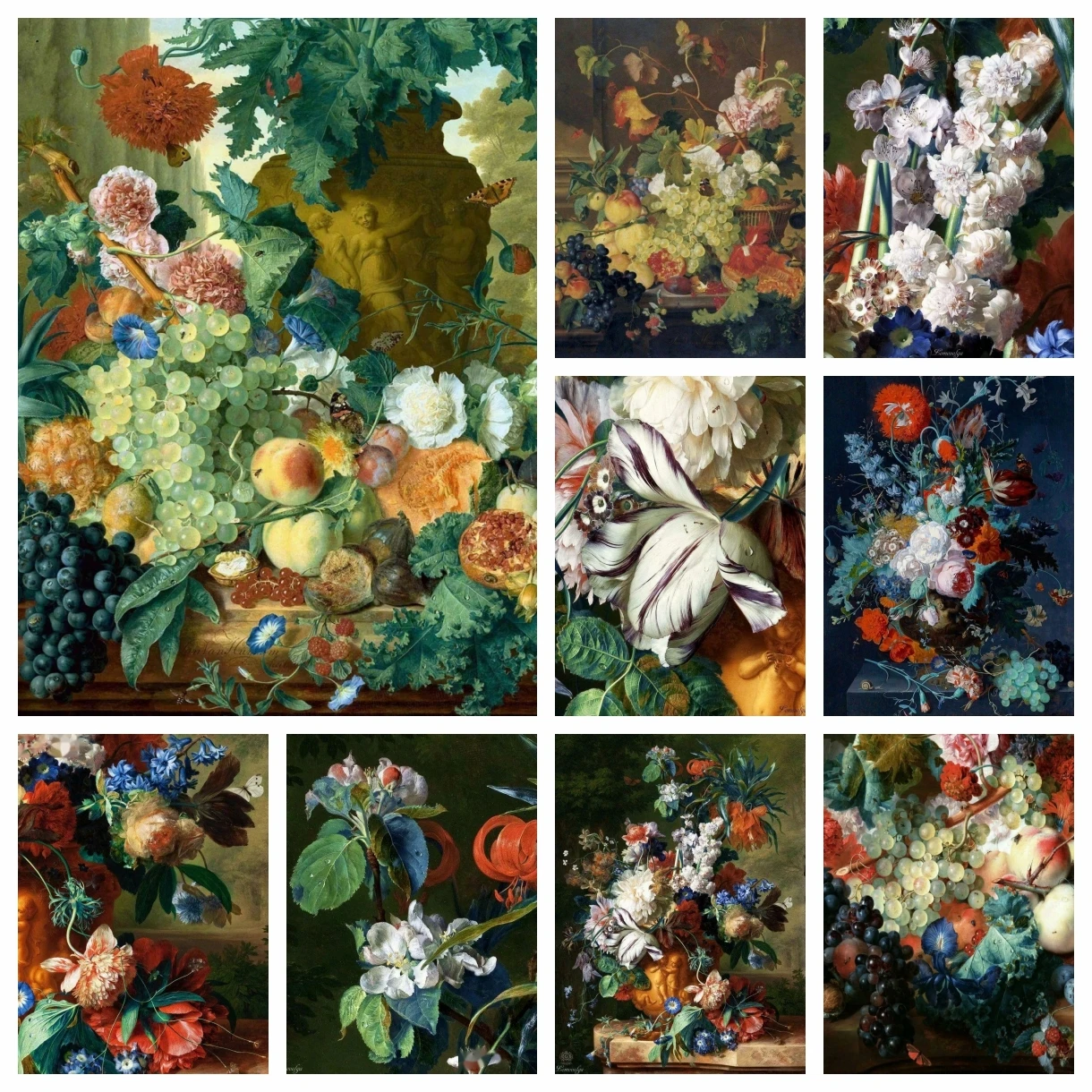 

Netherlands Painter Jan Van Huysum Flower Fruit Art 5D DIY Diamond Painting Drill Embroidery Rhinestones Cross Stitch Home Decor