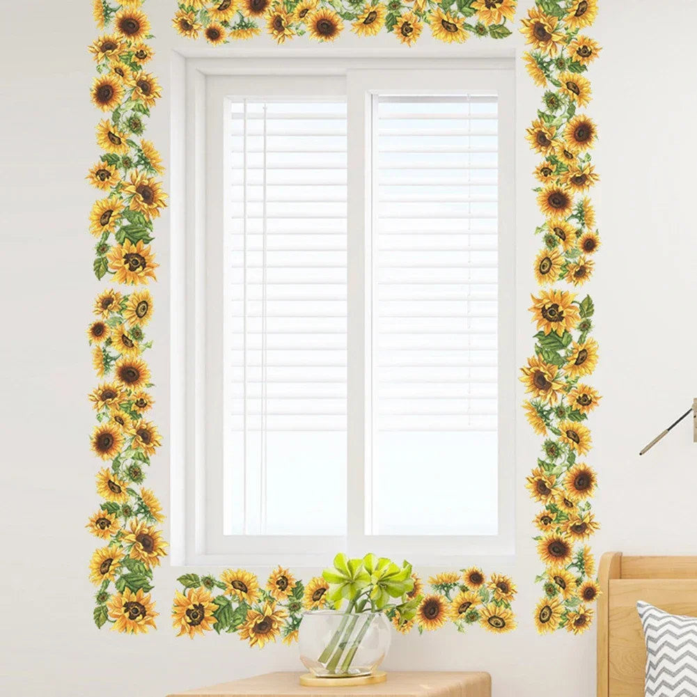 Sunflower Edge Line Wall Sticker Part Reliable Replacement Matte Effect PVC Removable With Transfer Belt 14*114cm